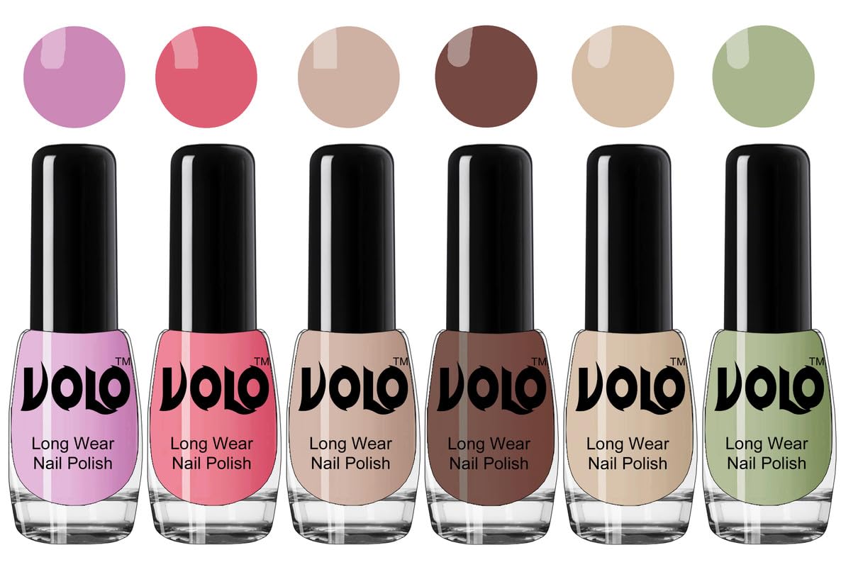 VOLO Color Rich Toxic Free Perfection Shine Nail Polish Set of 6 (Light Purple, Light Pink, Pink Nude, Dark Nude, Nude, Mischievous Mint) 30ml-image-14