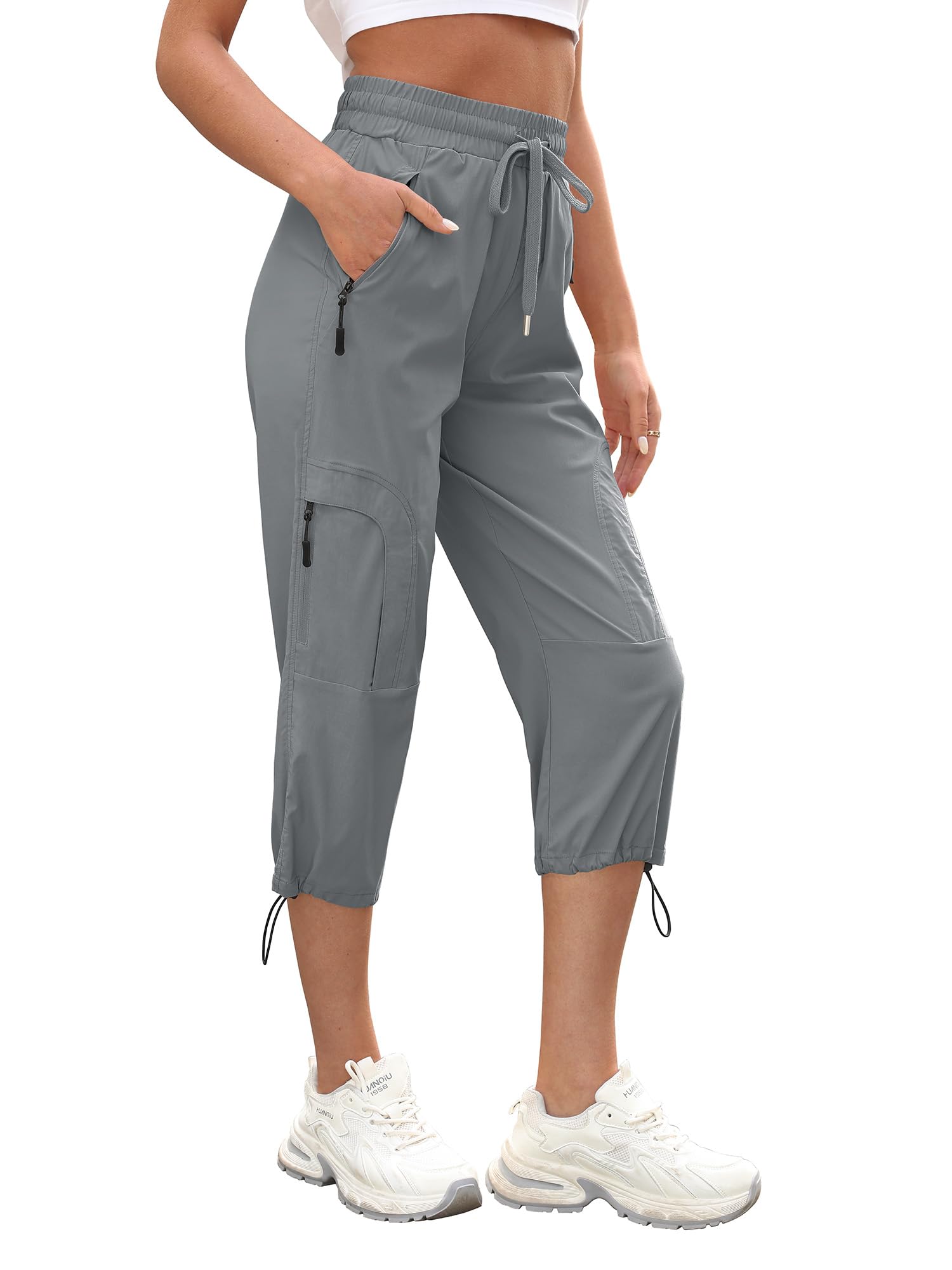 StylSense Caprihose Damen Sommer Casual 3/4 Hose Atmungsaktiv Outdoor Jogginghose Wanderhose Stretch Leichte Sommerhose mit Taschen
