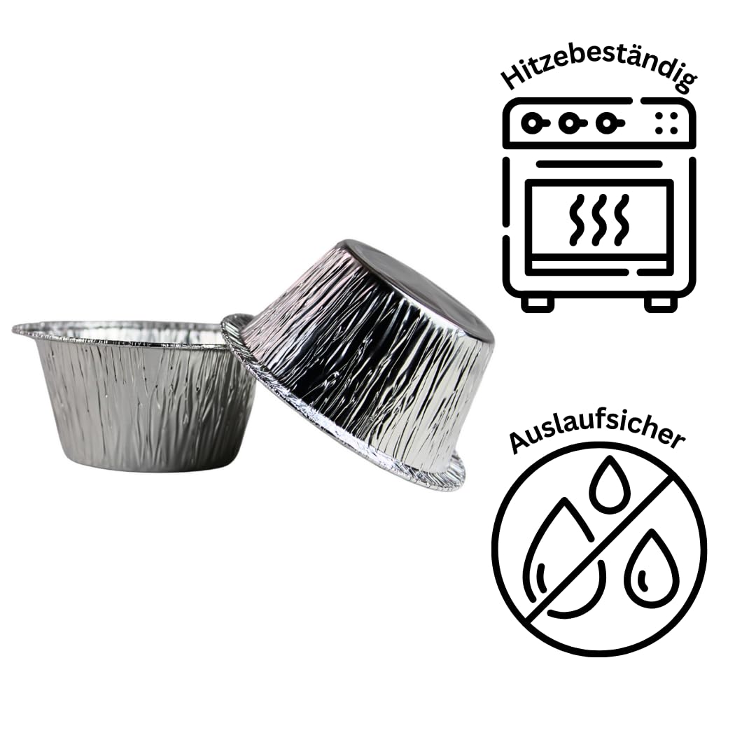 Enpack Einweg-Backformen aus Aluminium - 180ml Eierkuchenform Ø 90mm - Muffinförmchen für Törtchen, Cupcakes oder Muffins - Alu Muffinformen für Backofen (1000)