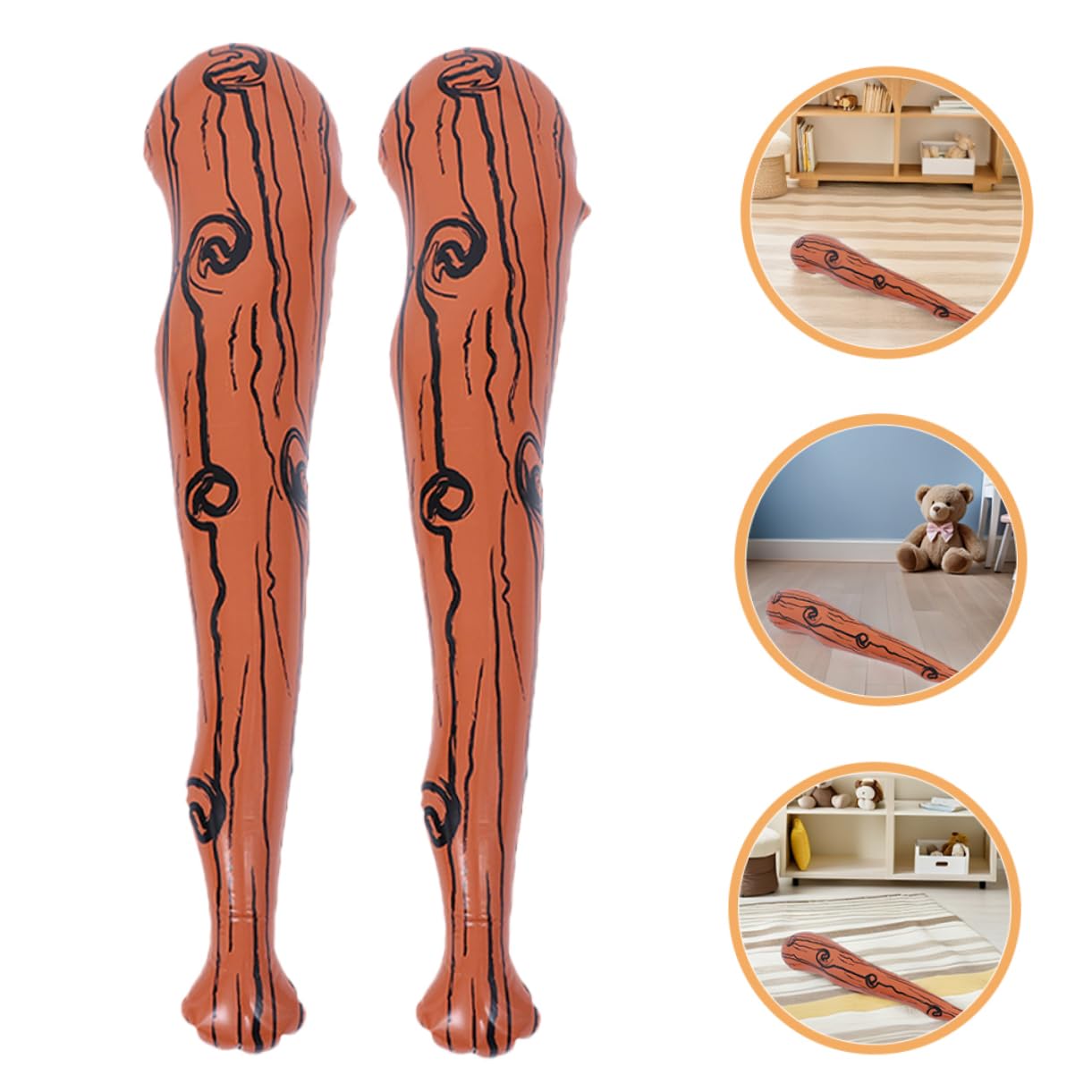 Set 6 Mazze Gonfiabili in Pvc Design Effetto Legno, Portatili e Facili da Gonfiare per Feste a Tema, Cosplay e Decorazioni Originali