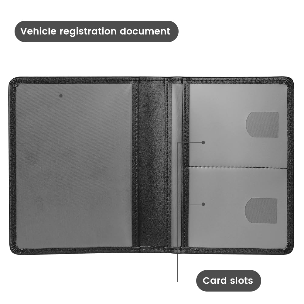 URAQT Fahrzeugschein Hülle, Card Wallet Ultradünne, KFZ Schein Unisex mit Kartenfächern, Kartenhülle Reisepasshülle für KFZ Fahrzeugschein, Ausweis, Karten Schwarz PU