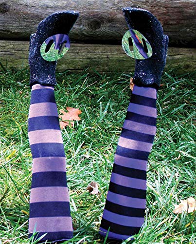 Elizabeth Peacock 1991 Halloween Decor Witch Legs Yard Stakes Orange Green Purple Fall Festive Classic