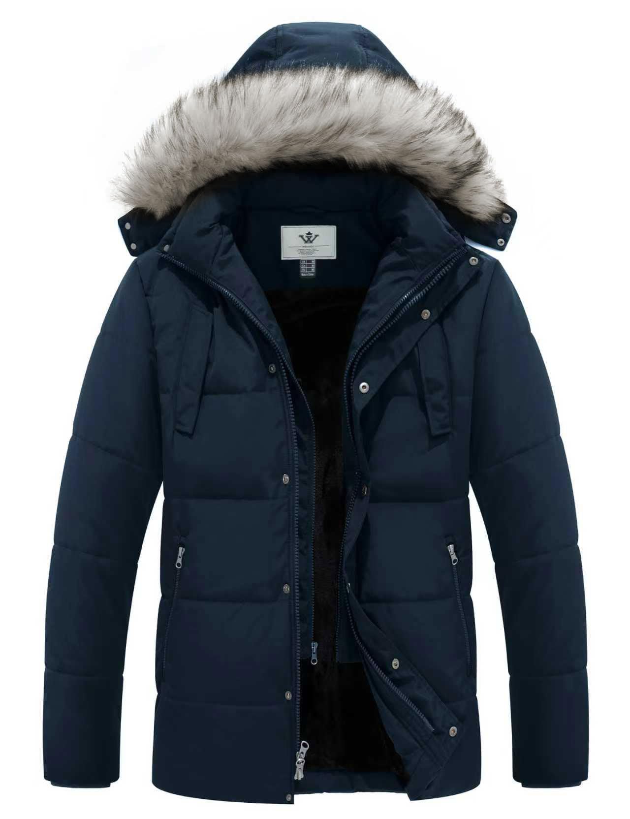 WenVen Men's Winter Puffer Coat Thicken Winter Warm Padded Jacket with Hood