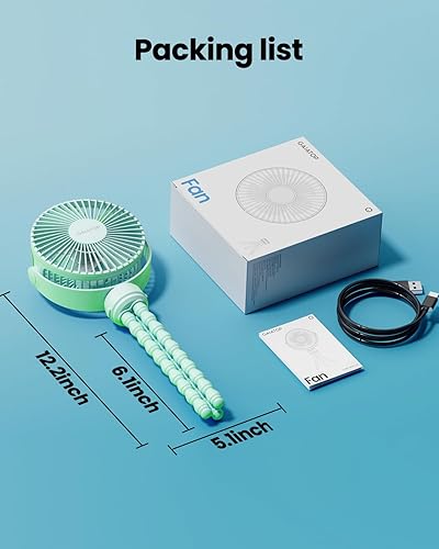 Miniatura 7 de Gaiatop Mini ventilador portátil para cochecito, ventilador de clip pequeño a pilas, desmontable de 3 velocidades recargable de 360, trípode