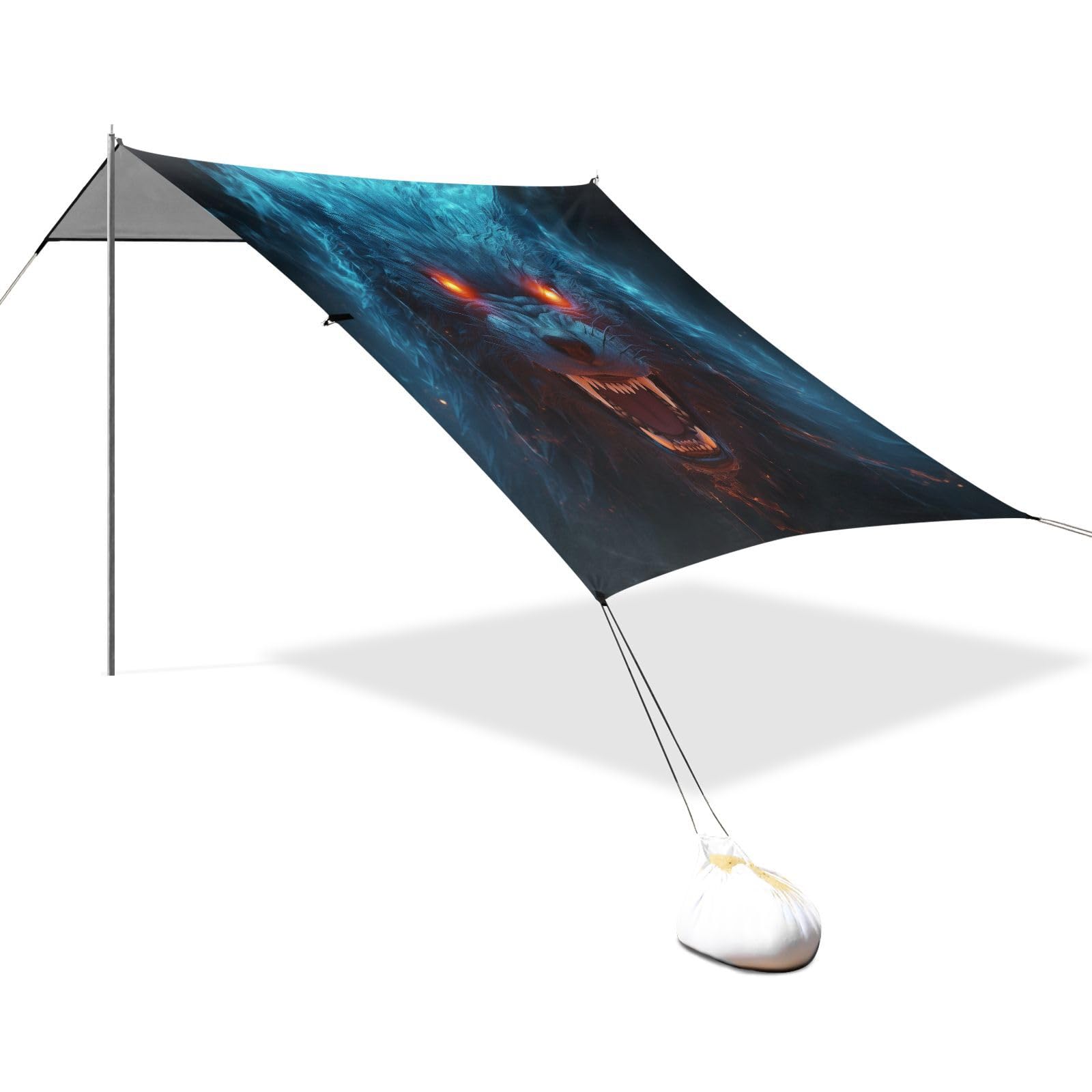 Lobo Azul Fresco Tienda de Playa de FáCil Montaje,Toldo Parasol para Camping con Sacos de Arena,Palas y Estacas para Picnics Al Aire Libre
