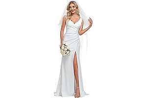 Classic V-Neck White Mermaid Wedding Dress for Women