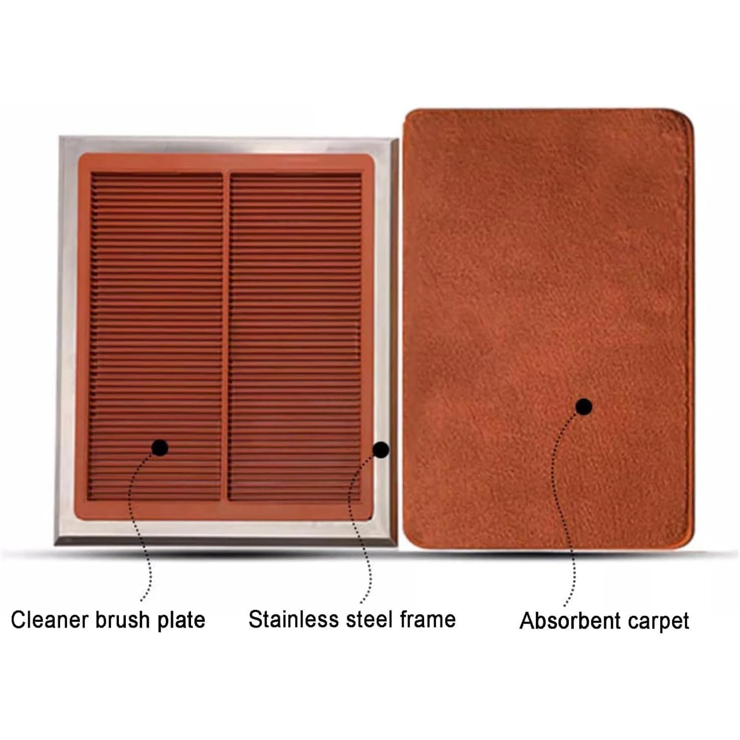 Alfombrilla antideslizante de limpieza en seco y húmedo con cepillo para suela de zapatos y almohadillas absorbentes, limpiador de barro para el hogar, hospital, laboratorio, 35.4 x 23.6 pulgadas