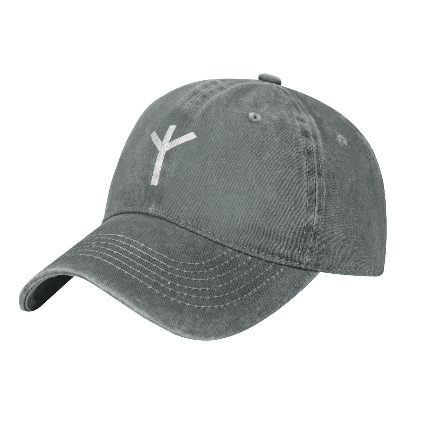 Algiz Rune Baseball Cap Denim Retro Golf Cotton Dad Hats for Men Women Classic Adjustable