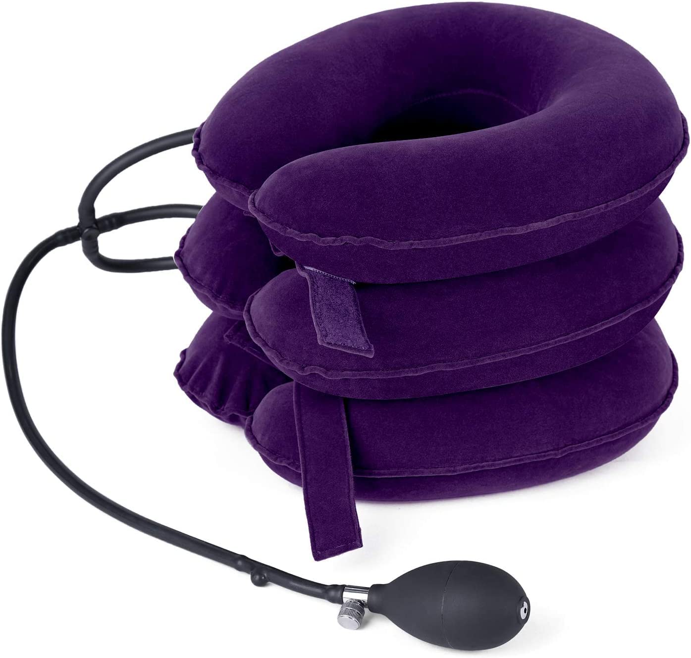 Cervical Neck Traction Device Inflatable Neck Support, Adjustable Neck Brace is Good for Spine Alignment and Chronic Neck Pain Relief, Traction Collar is Easy to Use at Home or Office (Purple)