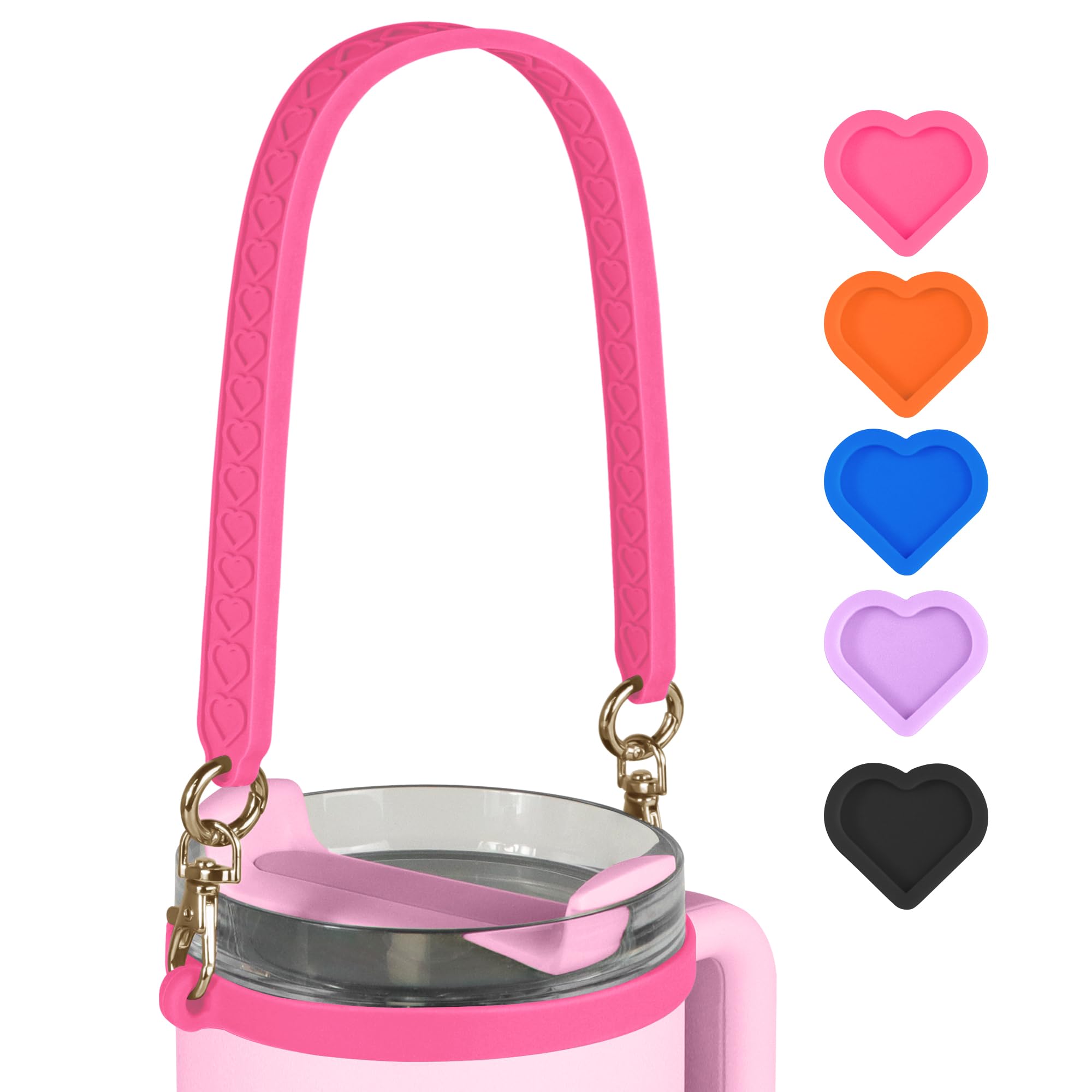 VIKIZUES Water Bottle Handle for Stanley - Soft Silicone Holder, Sling, Carrier With Strap - Fits Most 8-40oz Bottles - Compatible With Stanley Cup