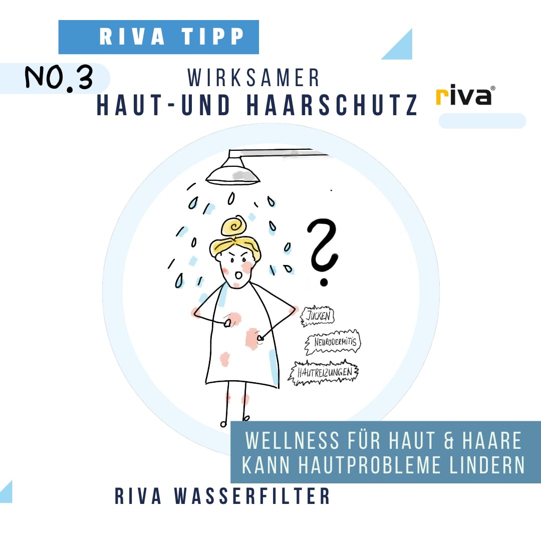 rivaALVA Skin & Hair EM SLIM Edelstahl Duschfilter - Wasserfilter mit Blockaktivkohle und EM-Keramik - Filterung von Schwermetallen, Chlor