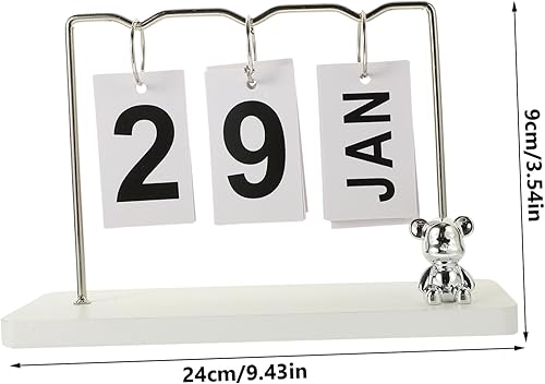 Miniatura 2 de Artibetter Calendario de escritorio de madera rústica para oficina en casa, exhibición de la fecha del mes