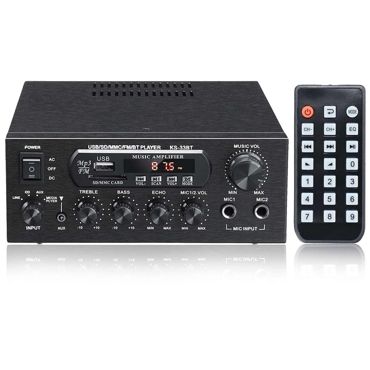 EDEDE Amplificatore Audio, Amplificatore Digitale HiFi Stereo LED Amplificatori digitali Scheda di Memoria USB Aux Radio FM 2x450W Amplificador per Auto casa Speaker Bar Party