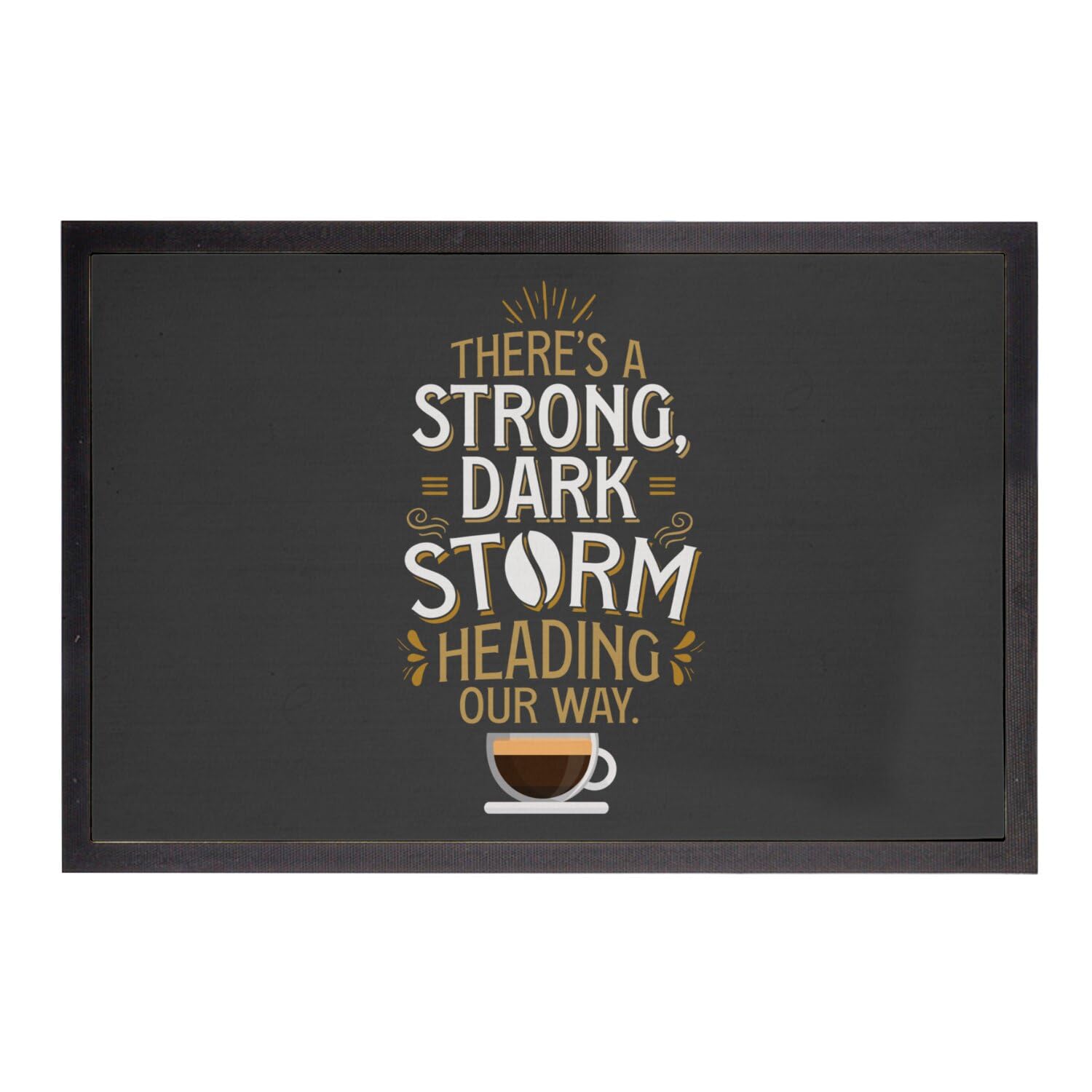 Paillasson noir ambiance cosy storm coffee tapis d'entrée original 60x40