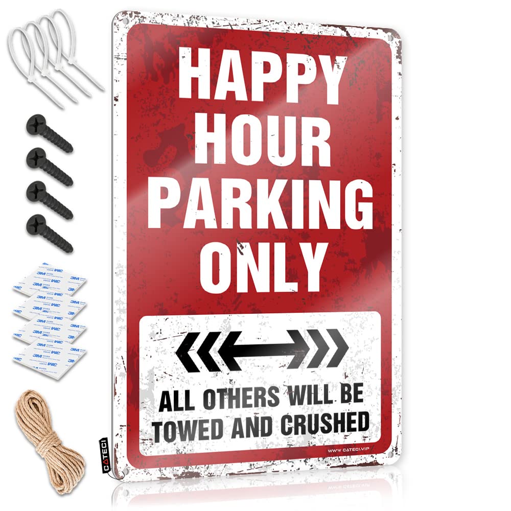KRAZMURONGD In Home Bar Signs Tin Signs For Garage Happy Hour Parking Only Tin Sign(30X40CM)