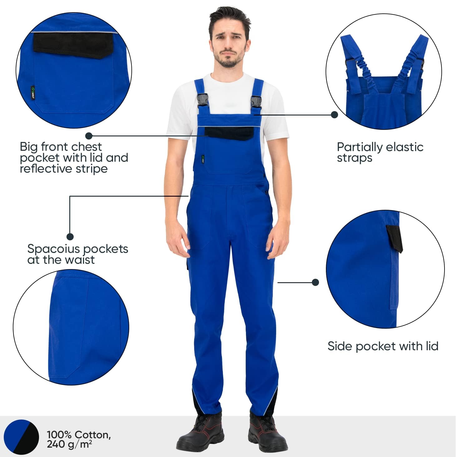 BWOLF ARES Salopette de travail 100 % coton pour homme