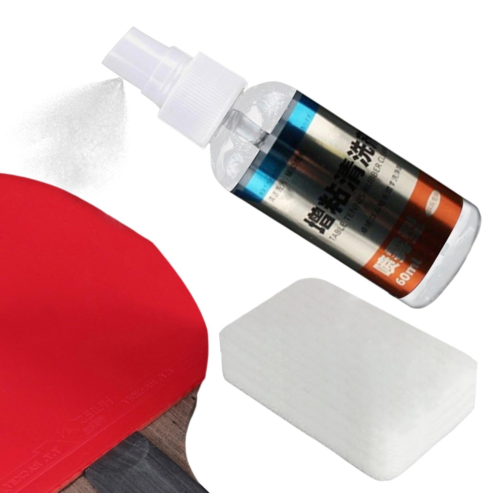 Table Tennis Cleaner, Table Tennis Rubber Cleaning Kit, 60ml Pong Bat Cleaner, Table Tennis Racket Care Kit, Pong Bat Equipment Care for Maintenance & Protection