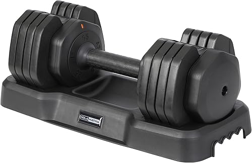 Miniatura 8 de HolaHatha Equipo de peso sin mancuernas ajustables 5 en 1 de 15 a 55 libras con bandeja de almacenamiento y sistema de doble bloqueo para gimnasio