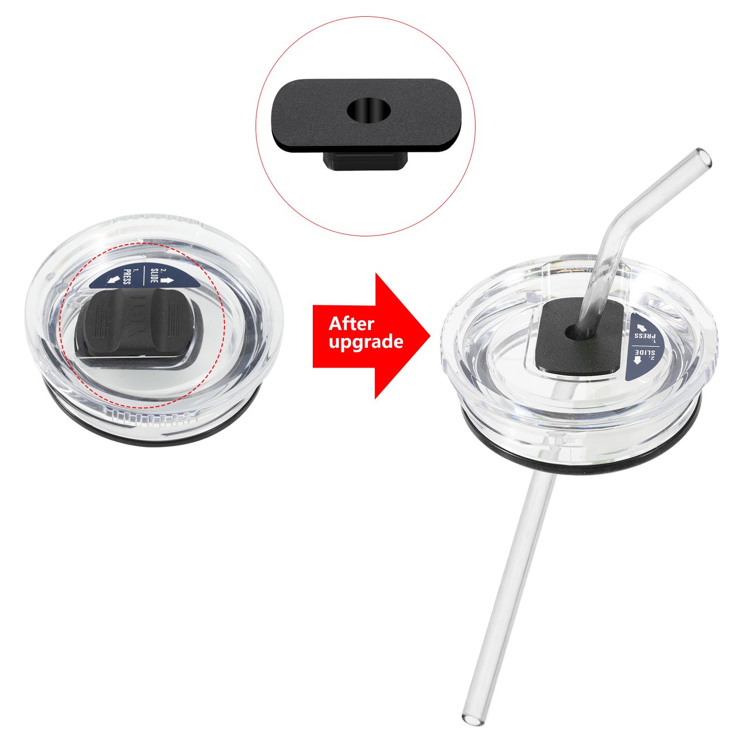 Straw Lid Attachment Compatible With Yeti Tumber Magslider/Stronghold Lid,Straw Cover Accessories For 20/30 Oz Tumber(Black)