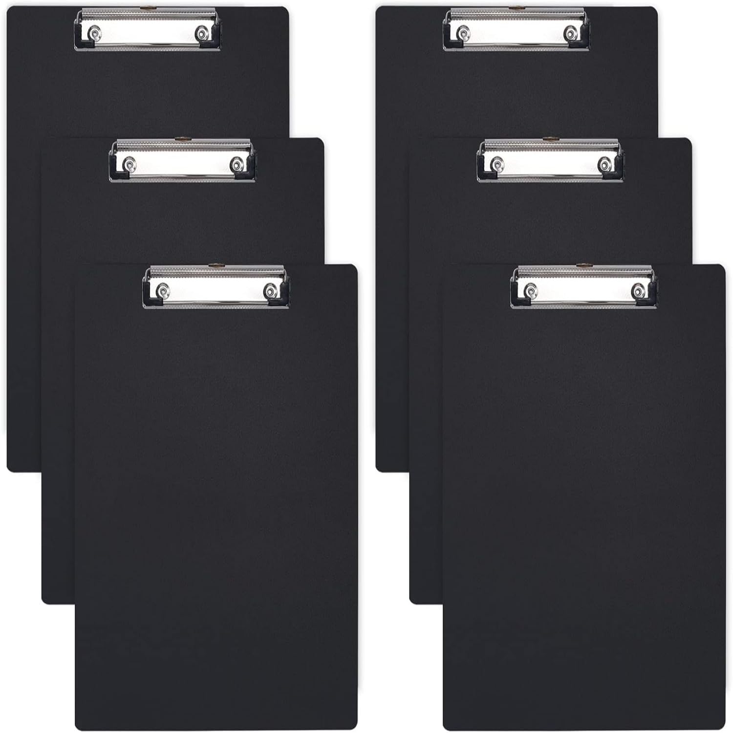 X spring Plastic Clipboard, 6 Pack A4 Clipboard with Low Profile Clip, Hangable Black Clipboard Holder, Acrylic Clip Board for Students, Teacher, Doctor, Nurse, Office Clerk