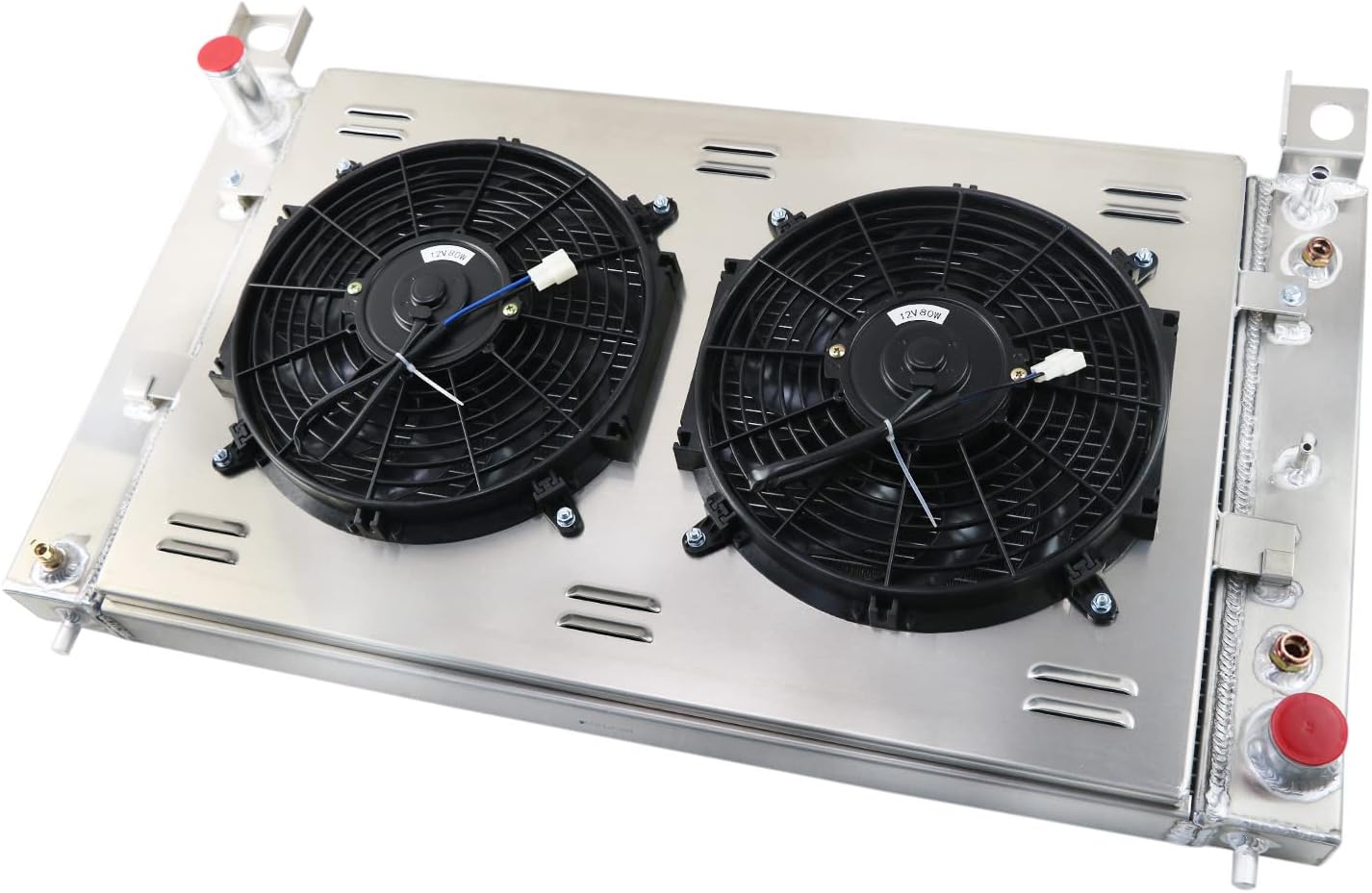 3 Row Aluminum Radiator for 1999-2013 Chevy GMC Silverado 1500 2500 Tahoe 4.8/5.3L V8, Crossflow Radiators Electric Fan Shroud Thermostat Kit Combo