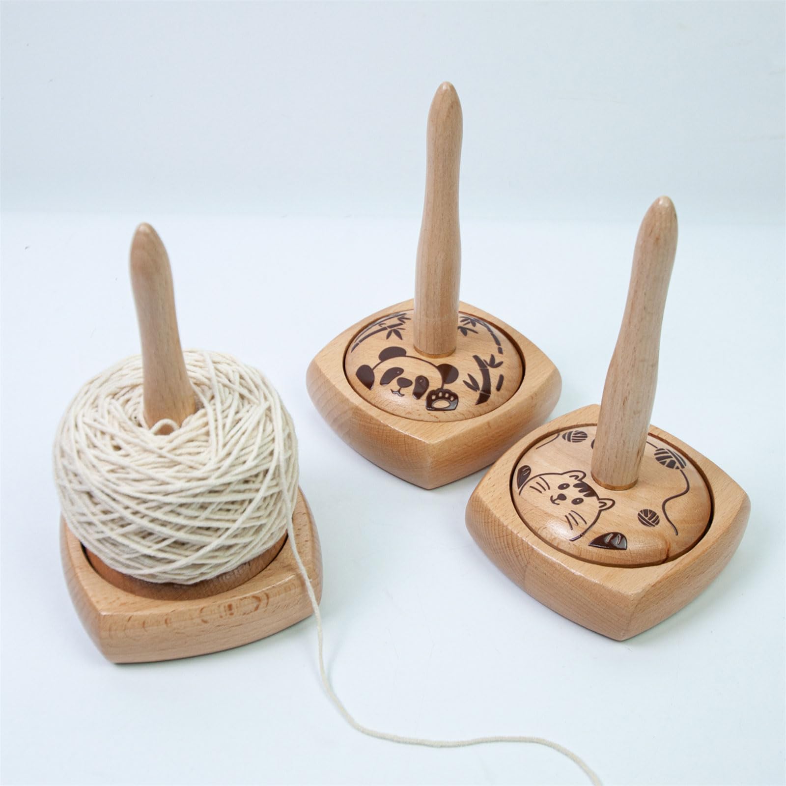 Soporte giratorio de madera para bolas giratorias, soporte para bolas, dispensador de ganchillo, bobinador de hilo de ganchillo, carrete de hilo de ganchillo