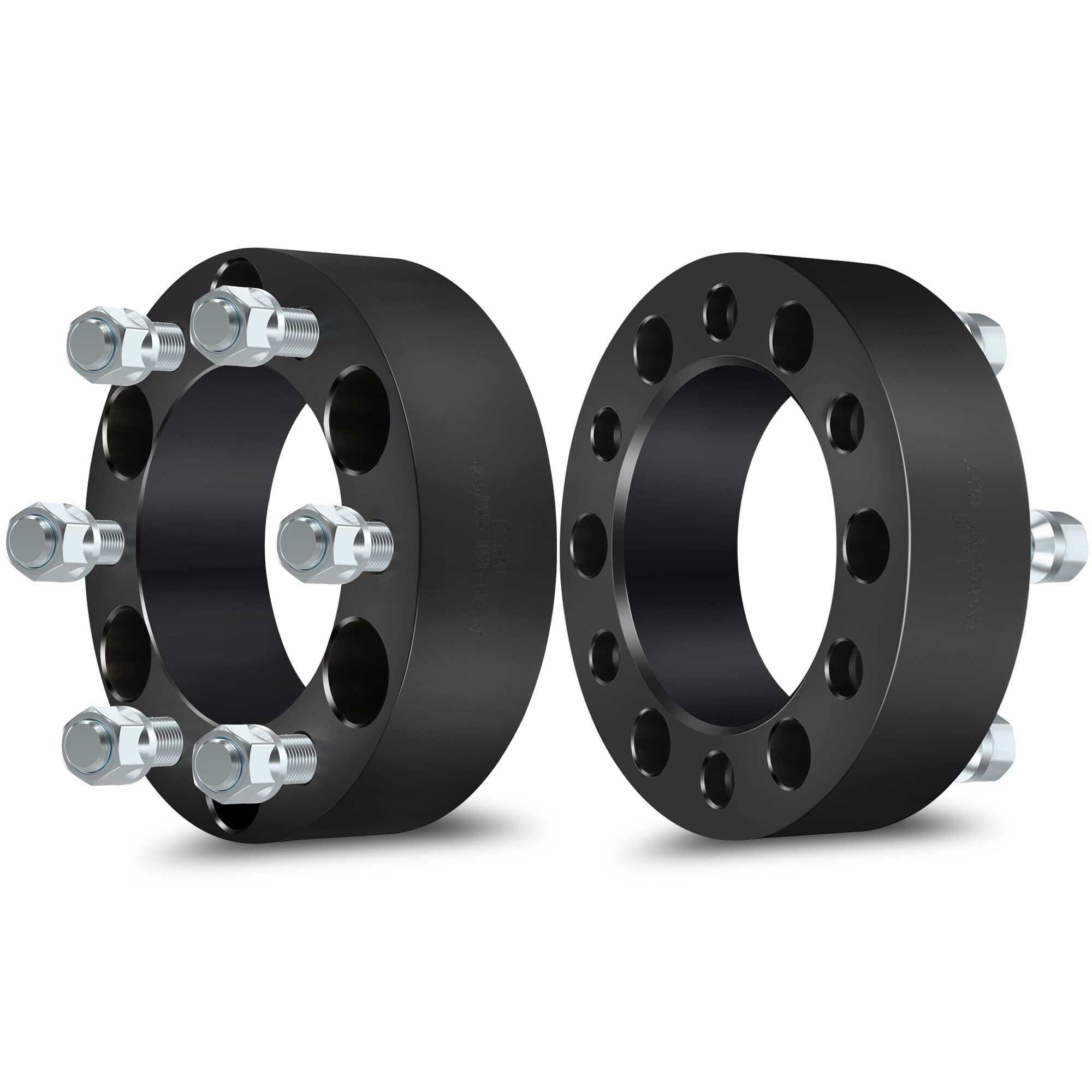 6 * 6.5 Wheel Spacers, for Chevrolet Avalanche/K2500/ Silverado 1500 for GMC Sierra 1500/Tahoe/Yukon, 2" Wheel Adapters & Spacers with 14x1.5 Studs 108mm Bore 2pcs Black