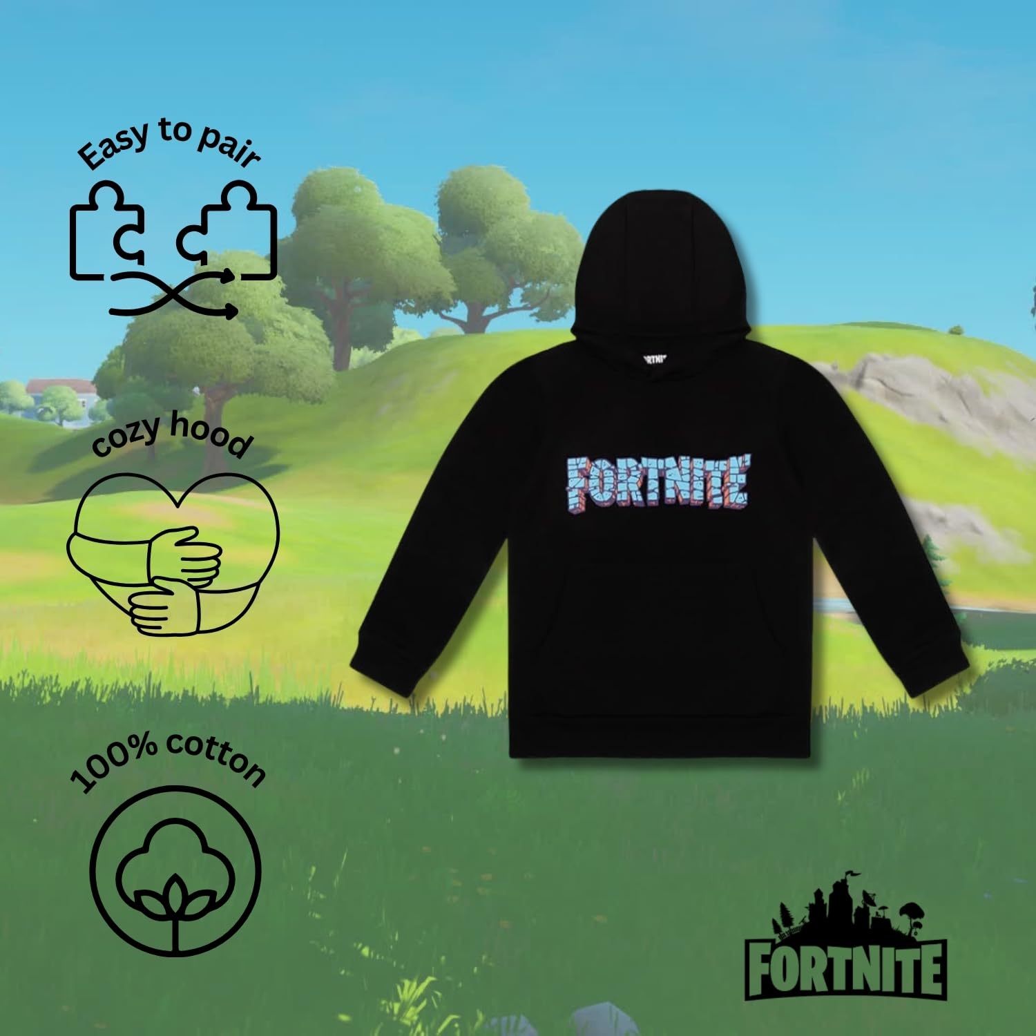 Fortnite Felpa con cappuccio da ragazzo, comoda felpa con cappuccio