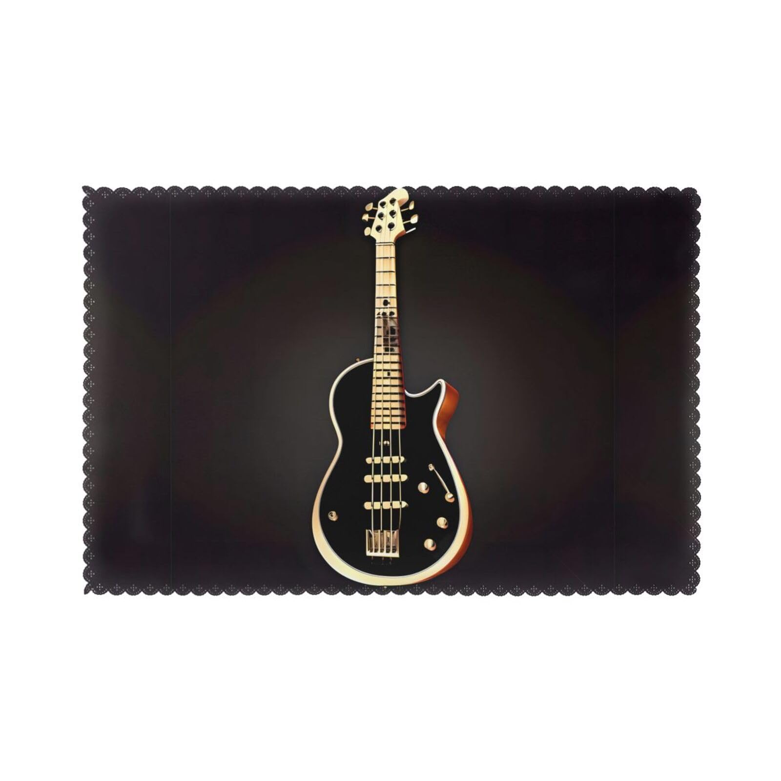 WHJSHOP Black Guitar Prints Placemats Set of 6 12x18in – Transform Your Table into a Cozy Haven for Memorable Meals