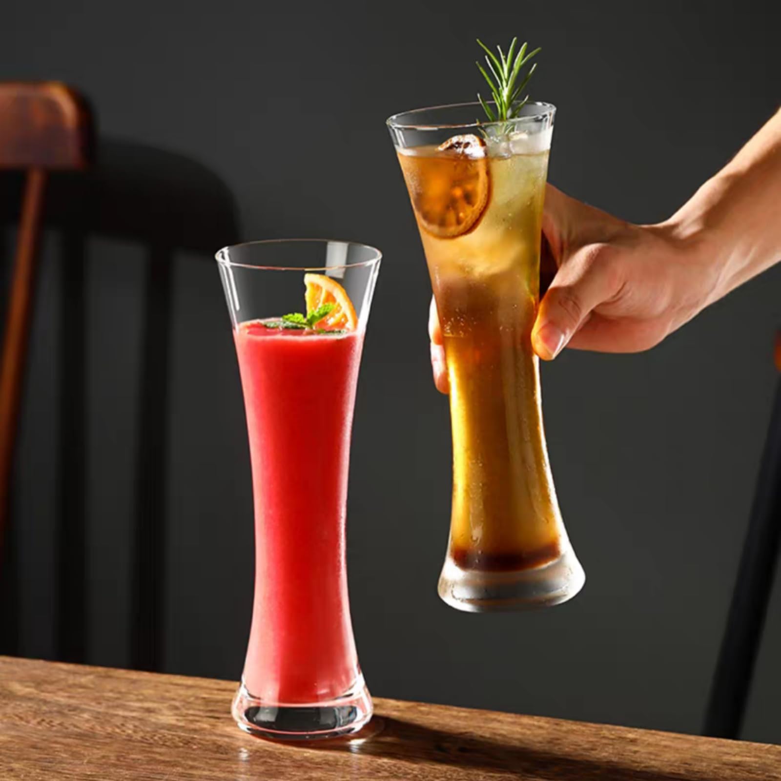 Sanduhr-Highball-Gläser, 326 ml, kristallklares, hohes Cocktailglas, 6 Stück, schlanke Taille, Longdrink-Glasbecher für Eiskaffee, Früchtetee, Saft, Cocktails, Bar und Heimgebrauch