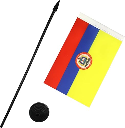 Miniatura 9 de Bandera Colombia de AZ BANDERA Colombia, 5 x 8 pulgadas, bandera de escritorio colombiana, 8.3 x 5.5in, barra y base de plástico negro