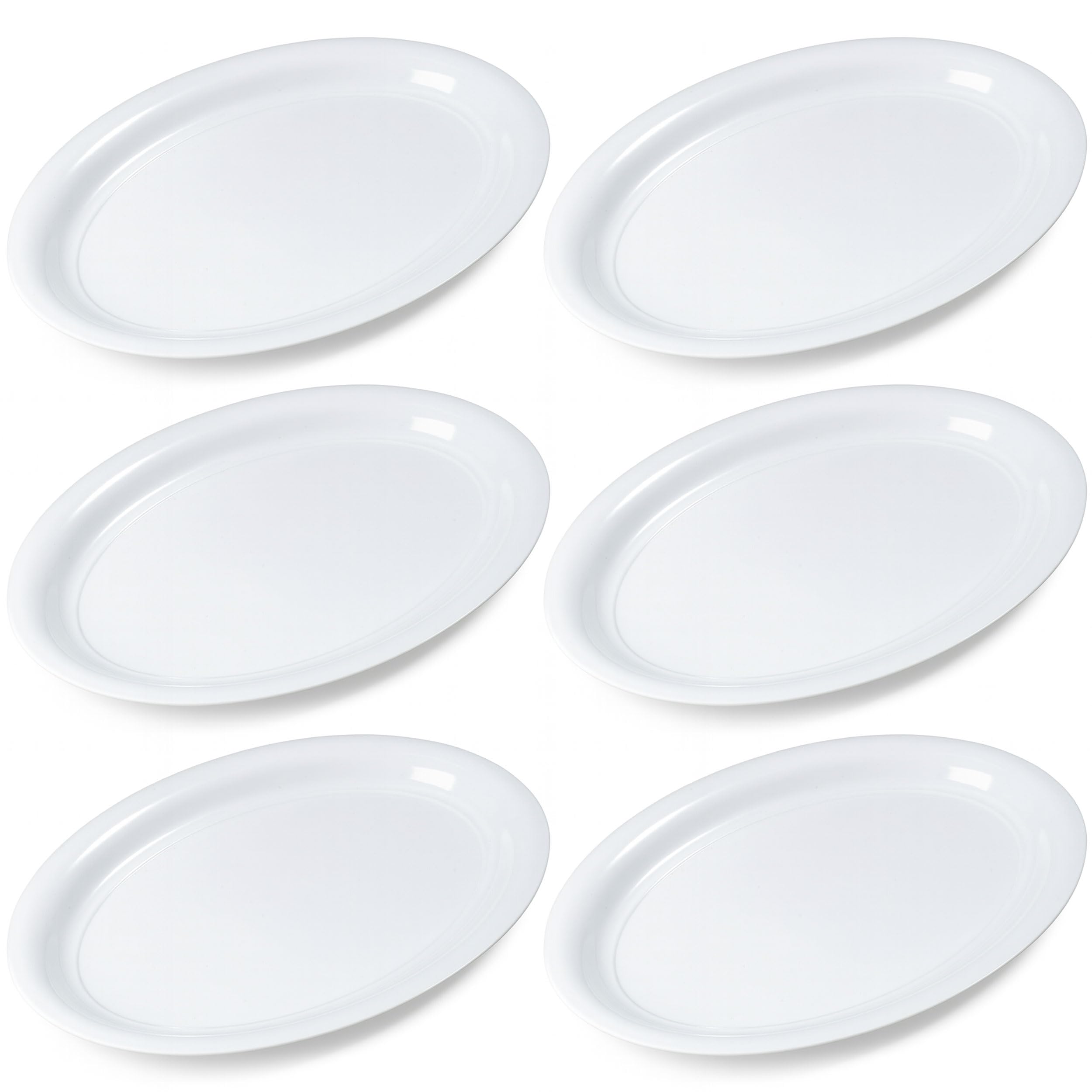 Carlisle 4384002 - Piatto da cucina in melamina, 53,3 x 38,1 cm, confezione da 6, colore: Bianco