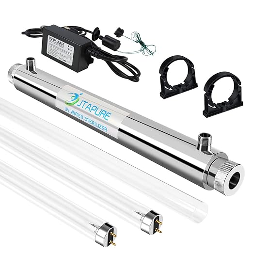 JTAPURE Ultraviolet Water Purifier Sterilizer,UV Light Water Filter for Whole House, 110V 12GPM