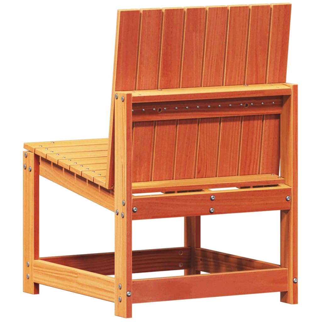 Silla de jardín marrón cera, 50,5 x 55 x 77 cm, madera maciza de pino, robusta pieza de mobiliario para exterior para patio y jardín, cómodo asiento para terraza