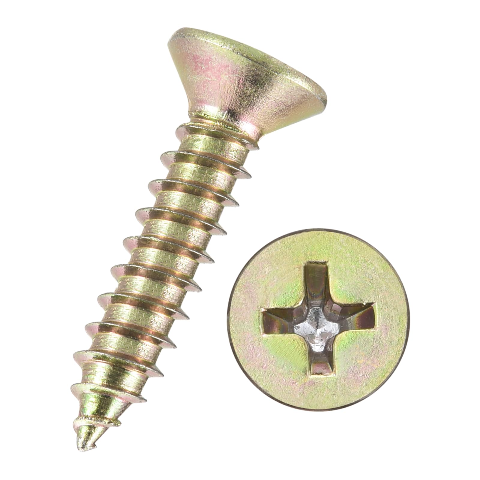 Kozelo 100pcs Phillips Flat Head Wood Screws - [#8x3/4"] Carbon Steel Countersunk Self Tapping Screws for Furniture Assembly, Interior Trim, Outdoor Construction, Color