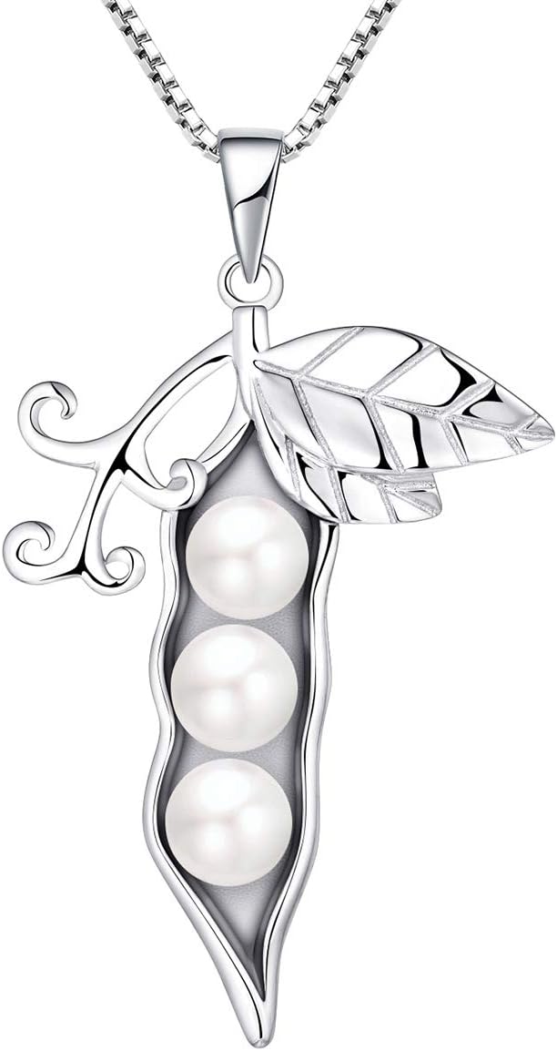 STARCHENIE 3 Peas in a Pod Necklace 925 Sterling Silver Pearl Peapod Pendant Jewelry Gift for Women