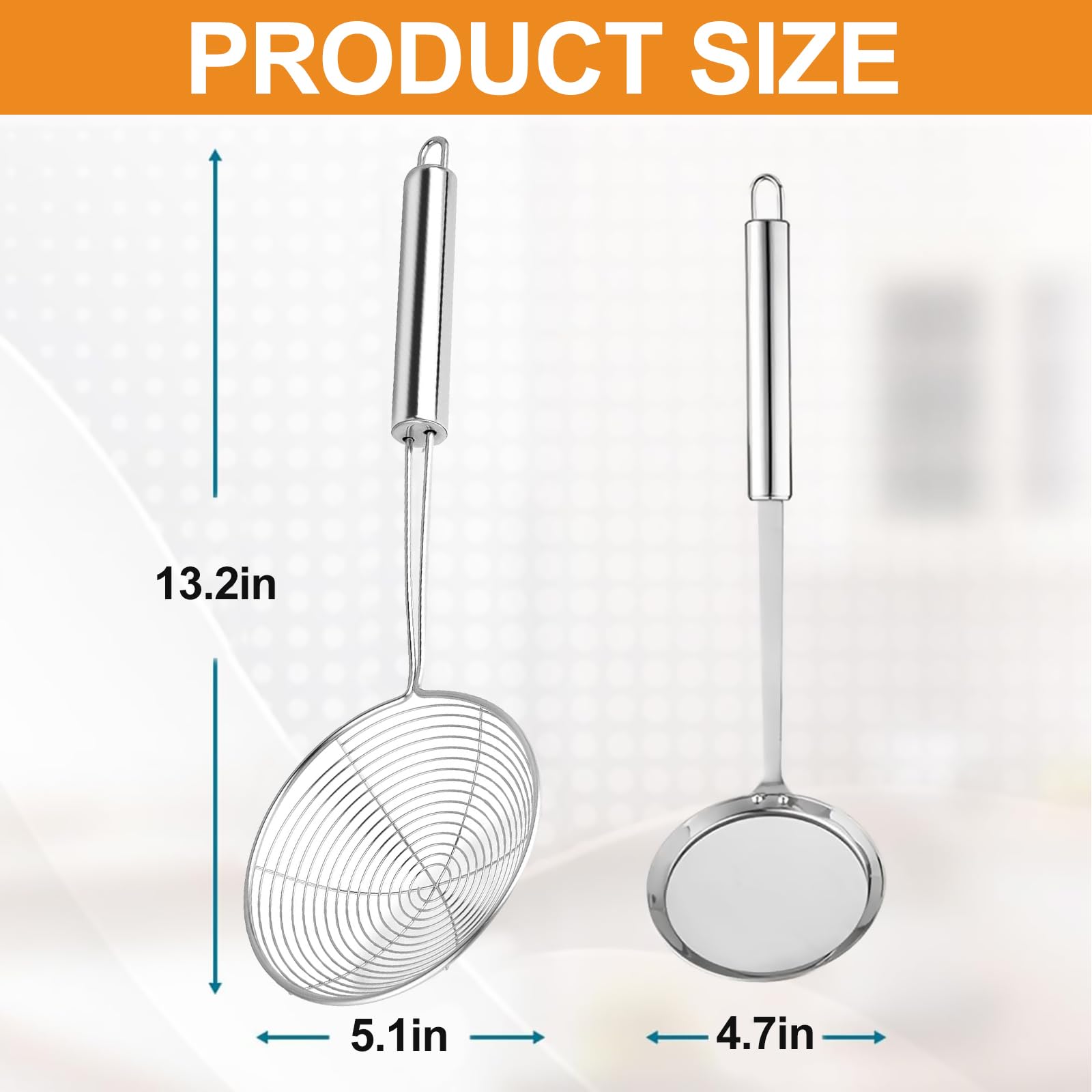 2 Piezas Espumaderas de Cocina, Espumadera Acero Inoxidable, Colador de Malla Fina de Acero Inoxidable, para Filtro de Aceite, Desnatadora de Grasa y Espuma