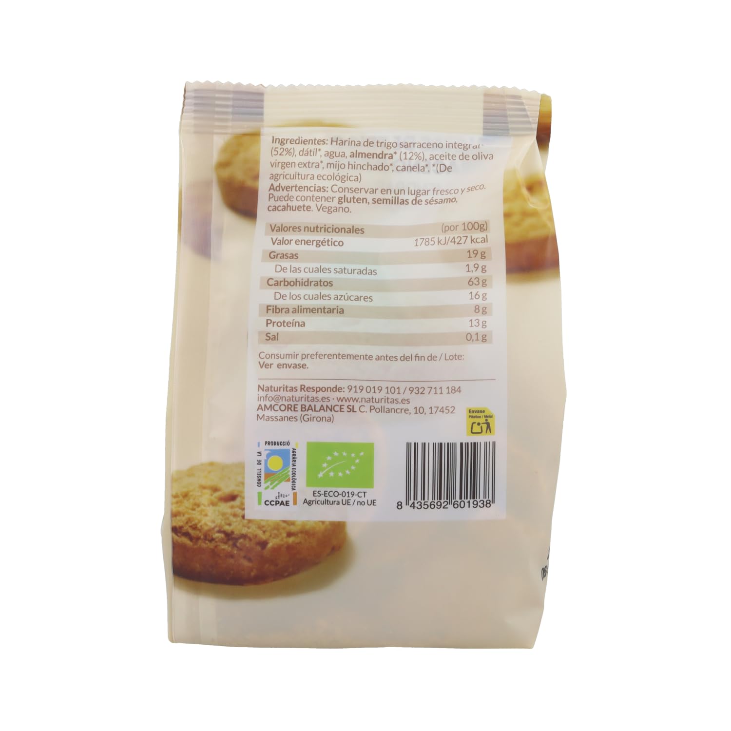 Biscotti di Grano Saraceno Integrale e Mandorle Bio 180g Naturitas Essentials | Agricoltura biologica