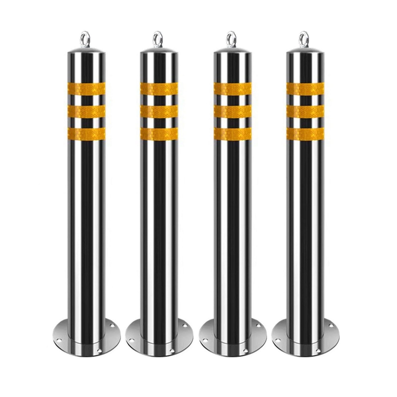 YNBSHGAA Parking Bollards With Reflective Strips For Traffic Control In Parking Lots And Driveways,4 Pieces-29.6x3.5 in