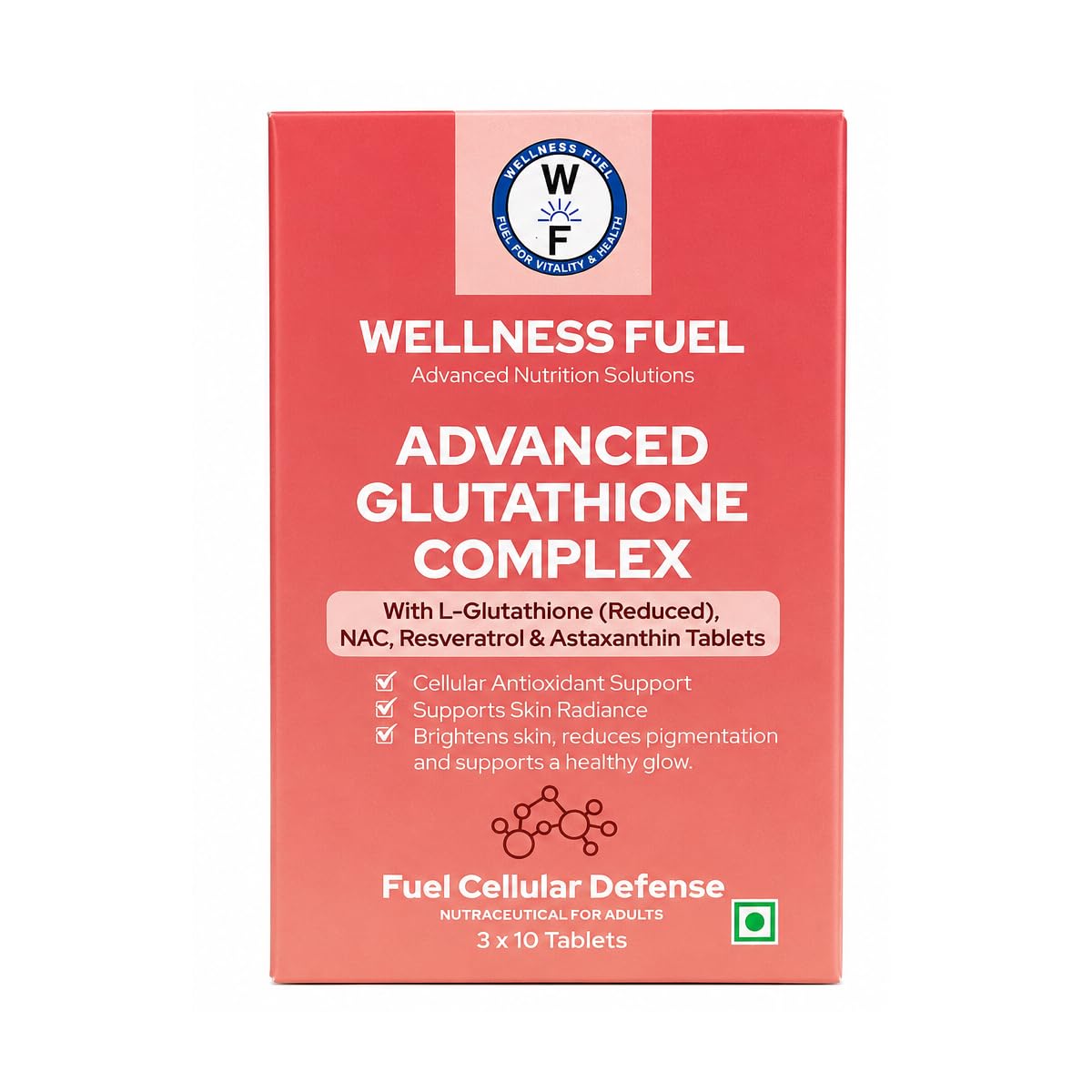 astaxanthin glutathione complex Wellness Fuel Advanced Glutathione Complex Tablets | L-Glutathione Reduced 600mg, NAC 400mg, Resveratrol & Astaxanthin | Antioxidant, Skin Brightening, Detox & Cellular Health Support