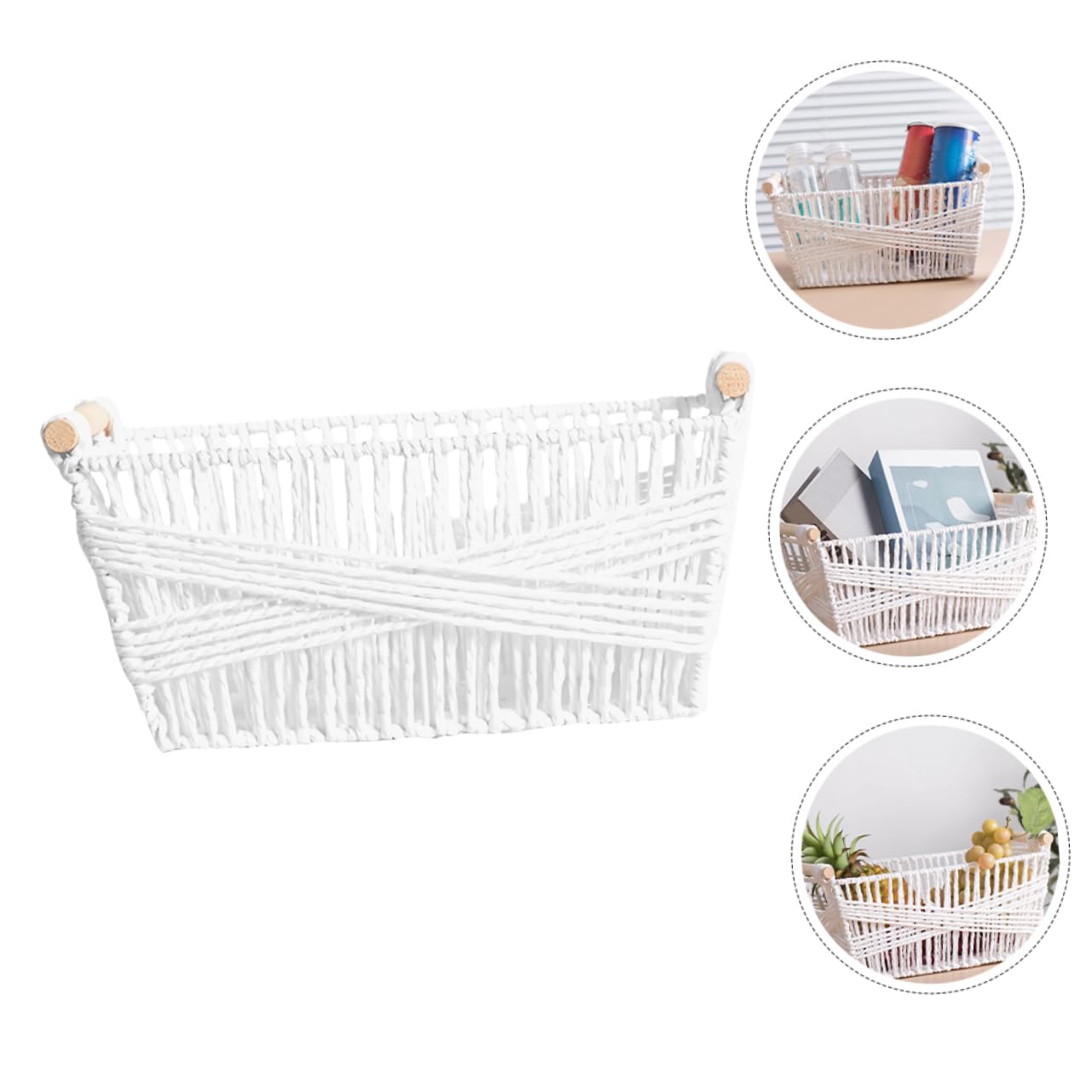 CHILDWEET Cesta De Almacenaje Tejida Multifuncional Para Escritorio Organizador De Accesorios y Juguetes Cesto Decorativo Rope Para y