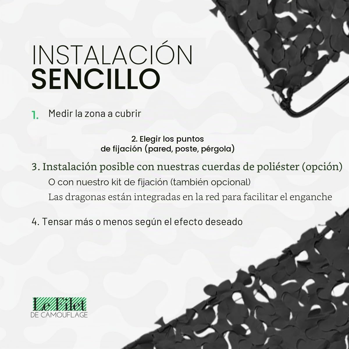 Red Militar de Camuflaje Reforzada Negra | Alta Gama | Protección Solar y Vela de Sombra Anti-UV para Terraza, Pérgola, Jardín, Caza, Airsoft, Cortina Decorativa Resistente y
