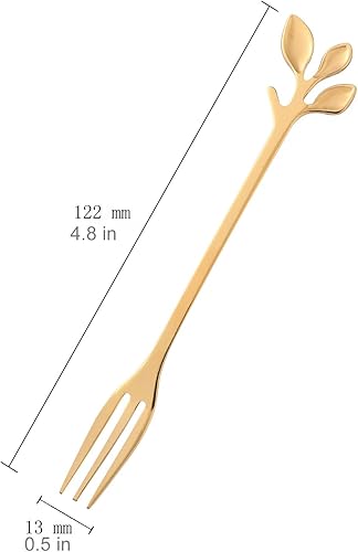 Miniatura 2 de Juego de 8 tenedores dorados de acero inoxidable para postres, cubiertos para fiestas, 4.7 pulgadas, cucharas para remover, mini tenedor de ensalada