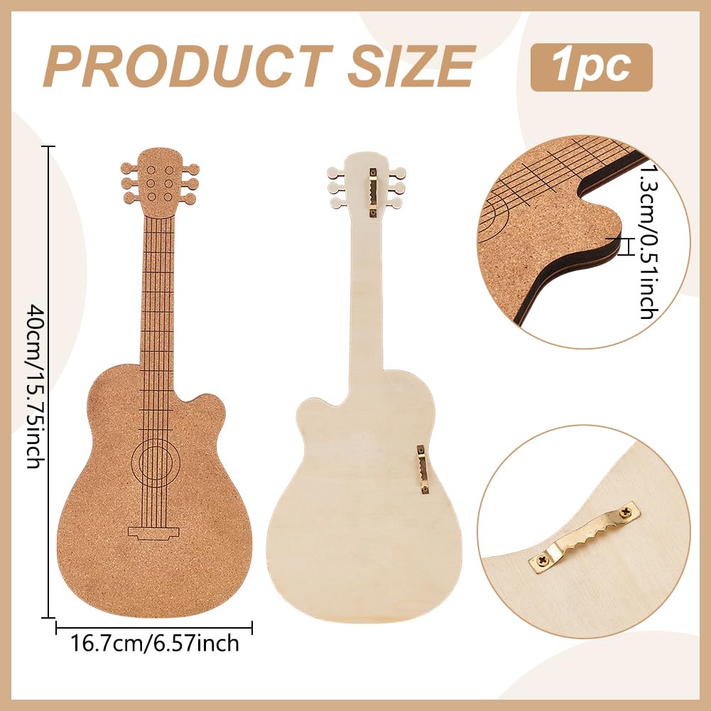 BENECREAT Pannello di Sughero con Spilla per Chitarra, Bacheca Espositiva Da 40x16.7cm, Bacheca In Sughero Montata A Parete per Esposizione di Spille e Spilli, Home Decor