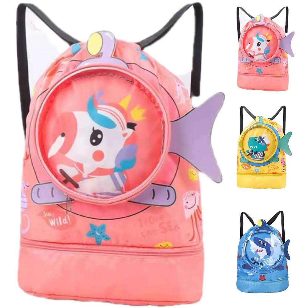 FaJoek Bolsa de Natación Niño Mochila con Cordón para Niños, Bolsa Deporte con Cordón, Bolsa Deportiva Niñas, Bolsas de Cuerdas para Infantils Impermeable, Mochila Piscina Impermeable
