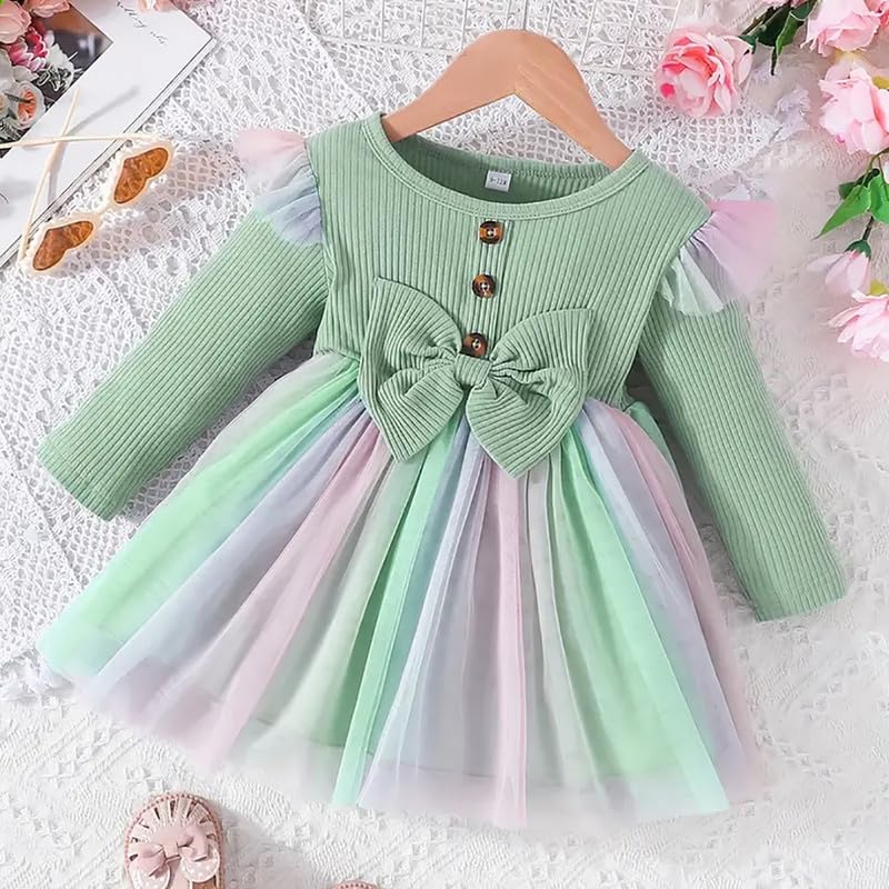 Image of Niren Enterprise Broadbill Full Sleeve net and Modal Fabric Baby Girl Frock