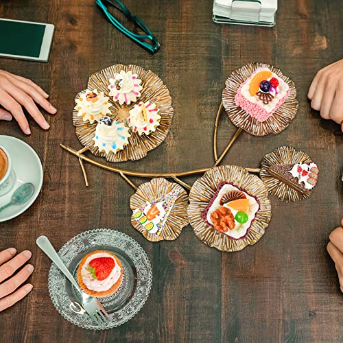 Vintage Flower Iron Plate Gold Candle Holder, 5 Petals Pillar Candle Stand, Decorative Serving Tray For Cake Candleholder For Anniversary Wedding Christmas Housewarming Dining Party Table Centerpieces #TOP5