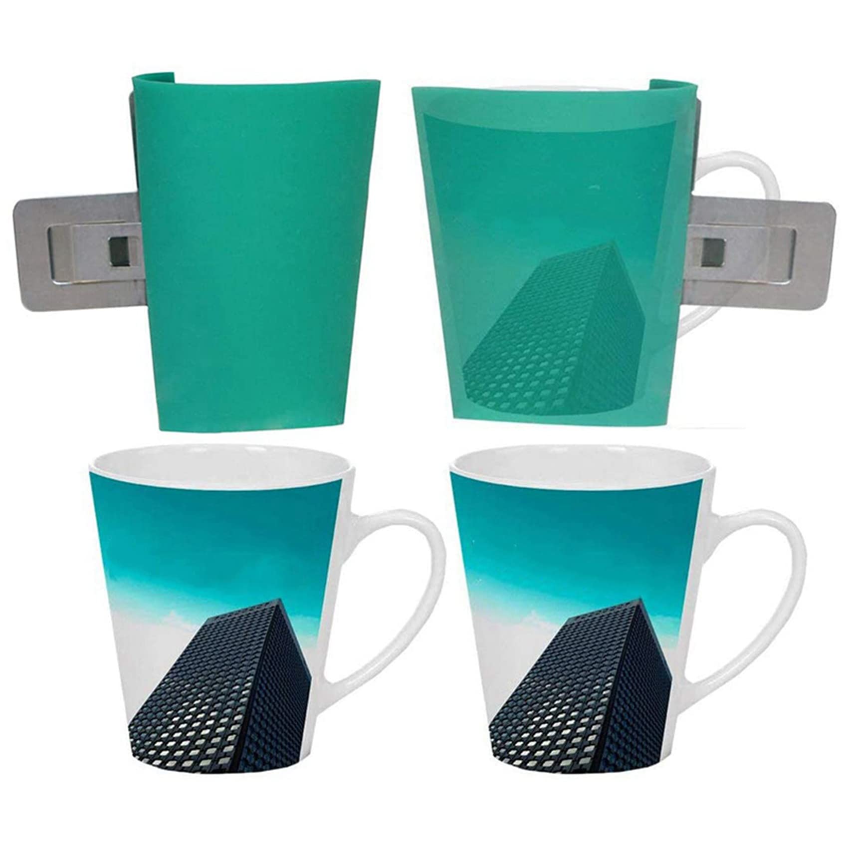 Moule Silicone 3D Sublimation Tasse Conique 12Oz avec Pince Fixation