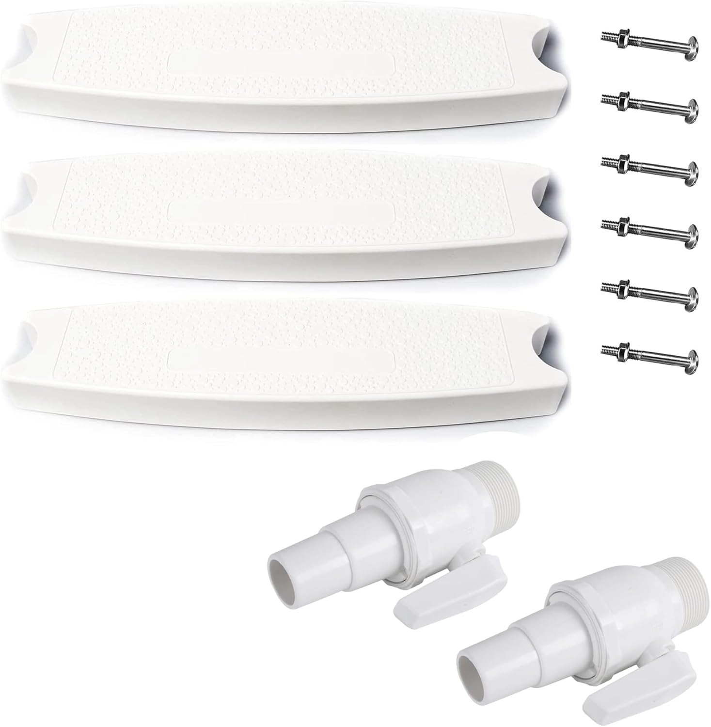 18" Universal Pool Ladder Steps Replacement and 1.5" MIP x 1.5" - 1.25" 2-Way Econoline Ball Valve