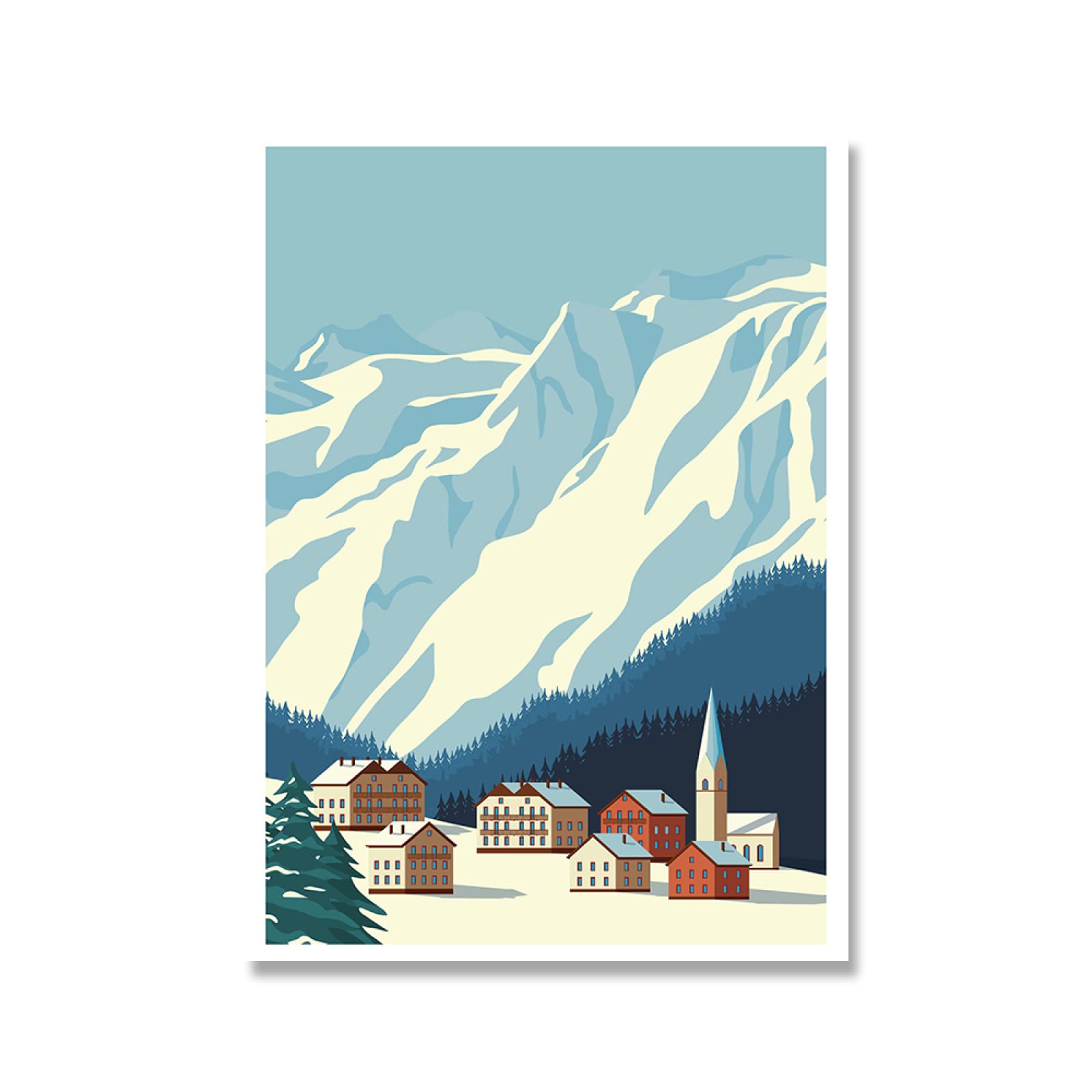 Quadro Su Tela 4 Pannelli Sci In Montagna - Stampa Artistica 122,9x83,8 Cm Con Paesaggi Invernali E Attrezzatura Da Sci, Pronta Da Appendere